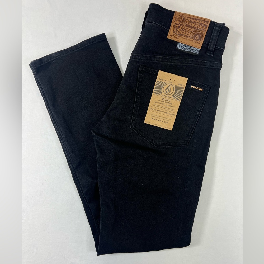 NWT Men’s Volcom Solver Black Denim Jeans Modern Fit Size 28